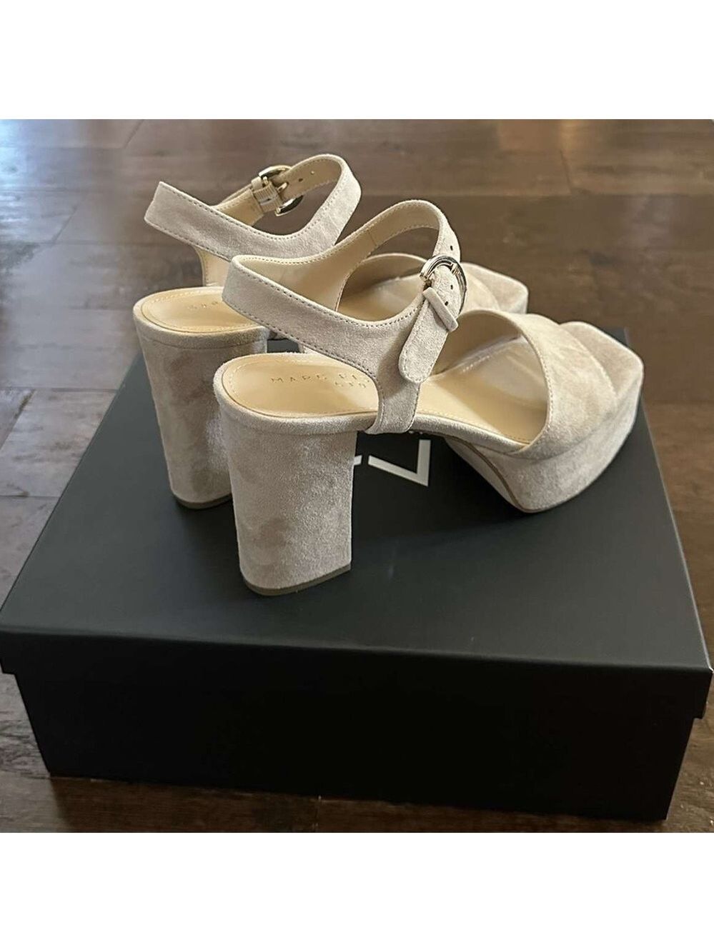 Marc Fisher LTD Cinthia Platform Sandals Women’s 8.5 Light Beige Suede NWT - Picture 12 of 15